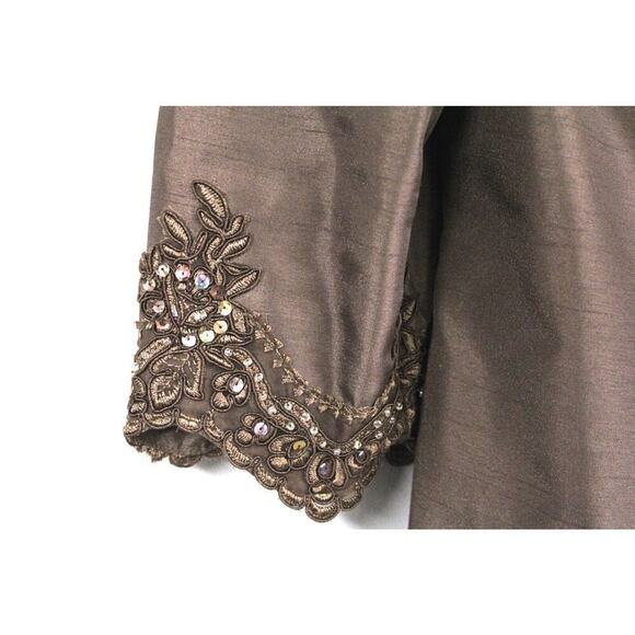 VTG CACHET 2 PC. DRESS WITH JACKET SZ 10 MOB Maxi Embroidered Sequin Bronze NWOT - Picture 7 of 9